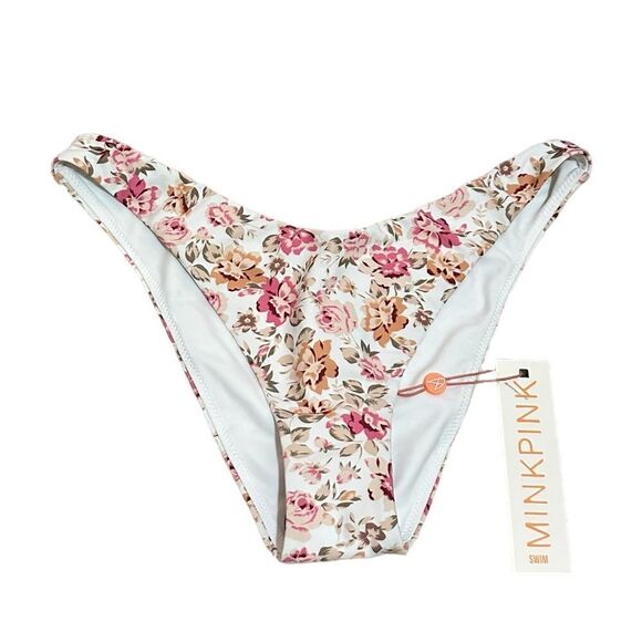 NWT Dollskill Minkpink Floral White Cheeky Boho Swim Bikini Botton - Picture 1 of 4